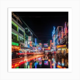 Hong Kong City At Night Art Print