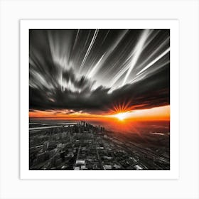 Sunset Over Chicago 6 Art Print