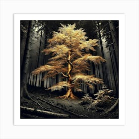 Golden Tree In The Forest 4 Art Print