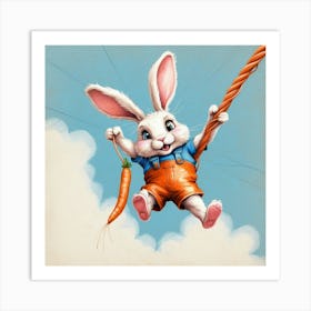 Rabbit On A Swing 2 Art Print