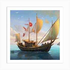 Ship In The Sea Art Print