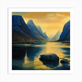 Sunset In The Fjords Art Print