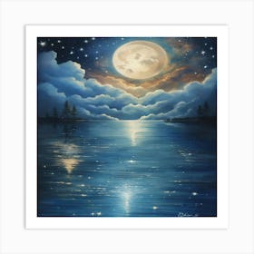 Moonlight Over Water Art Print