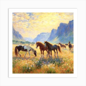 Horses In The Meadow Art Print