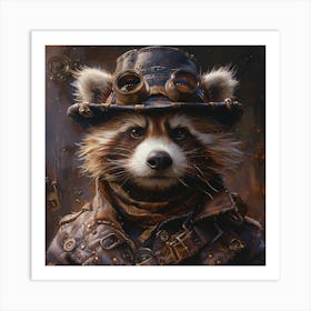 Steampunk Raccoon Art Print