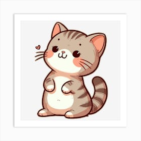 Cute Kitten Cat Animal Drawing Art Print