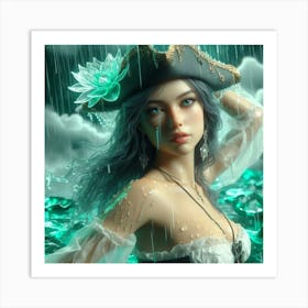 Pirate Girl In The Rain Art Print