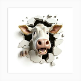 Cow In A Hole Art Print