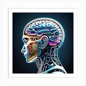 Human Brain With Artificial Intelligence 8 Art Print