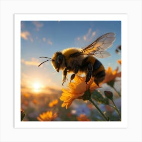 Bee On A Flower Art Print