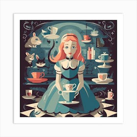 Alice In Wonderland Retro Square Art Print