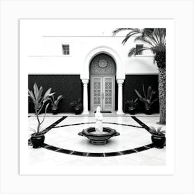 Black And White Photo Of A Courtyard Art Print