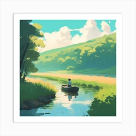 Boy In A Boat Art Print