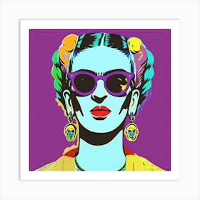 Frida Kahlo Purple Portrait Art Print