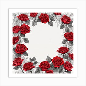 Red Roses Frame 2 Art Print