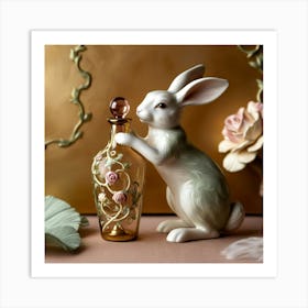 Rabbit With Perfume Bottle Art Print