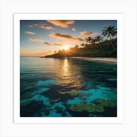 Sunset On A Tropical Island Art Print