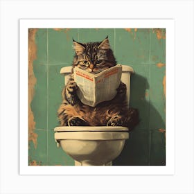 Cat Reading Newspaper 2 Art Print