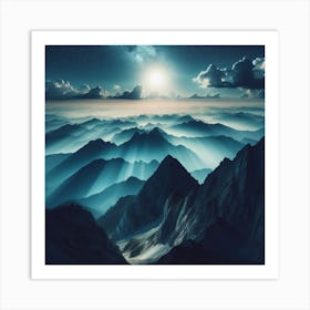 Mountain Range At Night Art Print