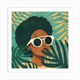 Afro Girl In Sunglasses Art Print