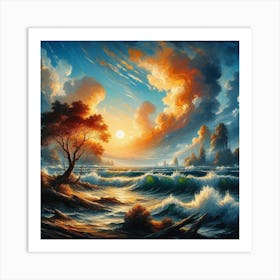 Sunset In The Sea Art Print