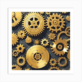 Gold Gears Background 5 Art Print