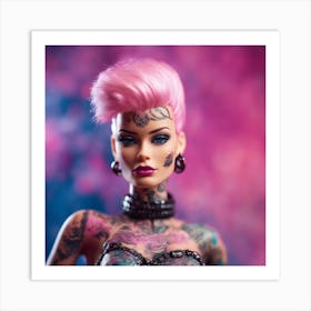 Bad Girl Tattoo Barbie 1 Art Print