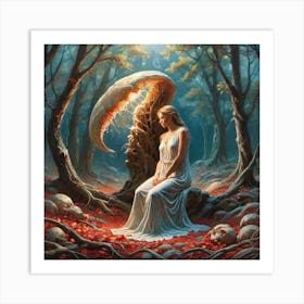 Woman In The Woods 35 Art Print