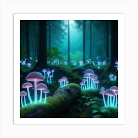 Mushrooms In The Forest 5 Art Print