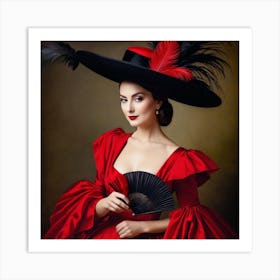 Renaissance Woman In Red Dress 1 Art Print