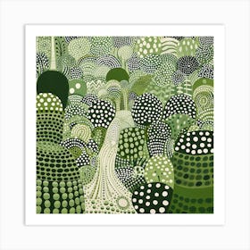 Yayoi Kusama Inspired Art Moss Green Forest Art Print Art Print