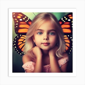 Little Girl With Butterfly Wings Art Print
