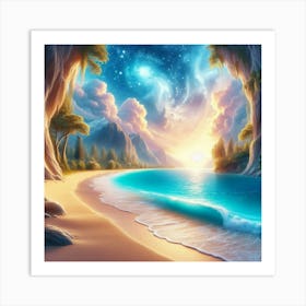 Beach At Night 3 Art Print