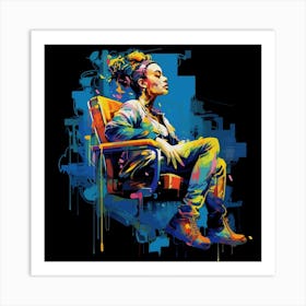 Girl Sitting In Chair Art Print