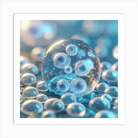 Bubbles On A Blue Background Art Print