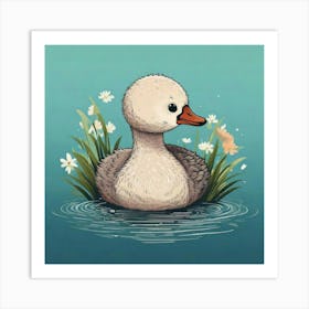 Duck In Water 2 Art Print