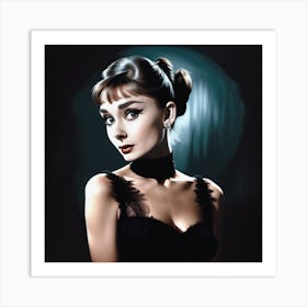 Audrey Hepburn Pitch Black Art Print