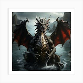 Dragon In The Water Art Painting 1 Art Print