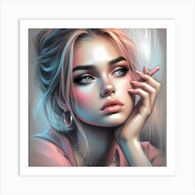 Girl Smoking A Cigarette Art Print