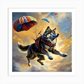 Parachute Dog Art Print