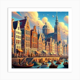 Canal Canvas: Amsterdam Reflections Art Print
