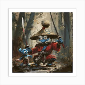 Myeera A Samurai And A Smurf Mixture De320818 1b73 4629 8137 4e0eaede7c12 Art Print