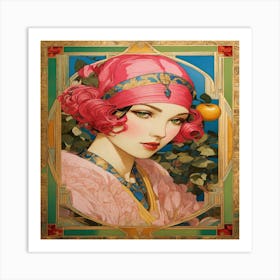 Lady With Pink Hair Art Print