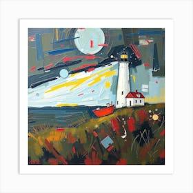 Lighthouse At Night 4 Art Print