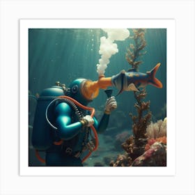 Scuba Diver Art Print