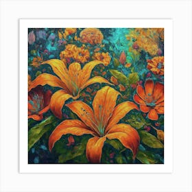 Orange Lilies Art Print