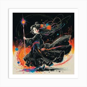 Girl With A Wand Art Print