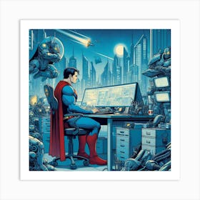 Superman At Work Art Print