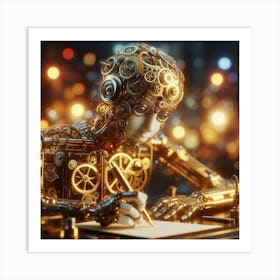 Robot Writing A Letter 1 Art Print