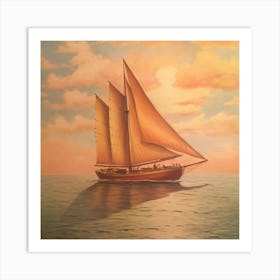 Sailboat At Sunset Art Print